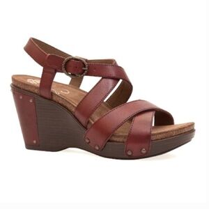DANSKO FRIDA BROWN LEATHER WEDGE SANDALS